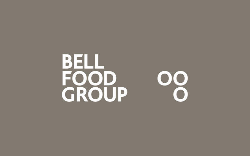 Logo Bell Food Group auf Hintergrund warm grey